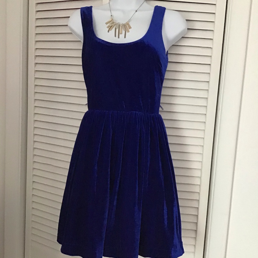 TEEZE ME VELVET BLUE DRESS, 3 NWOT